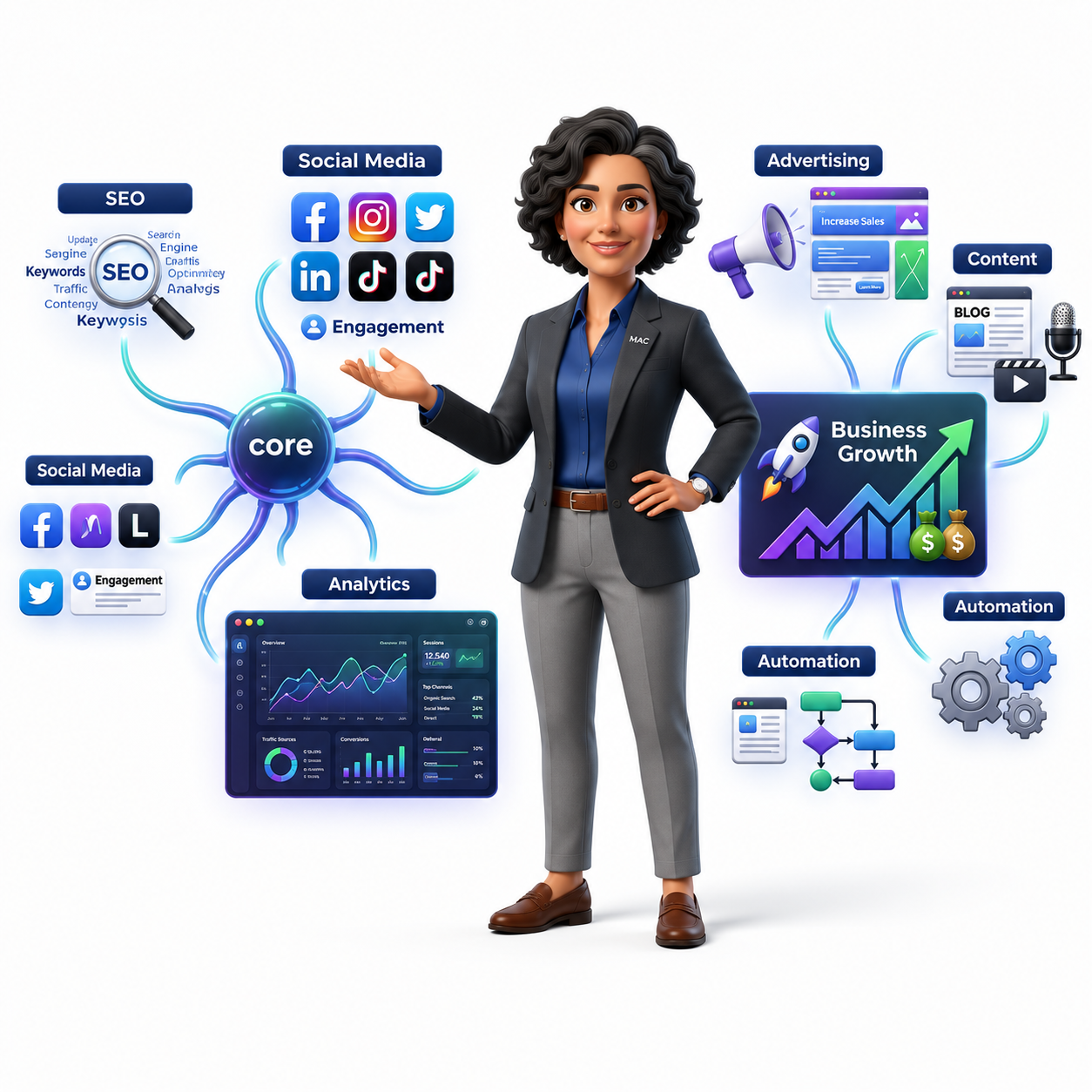 3D Growth Analytics Illustration